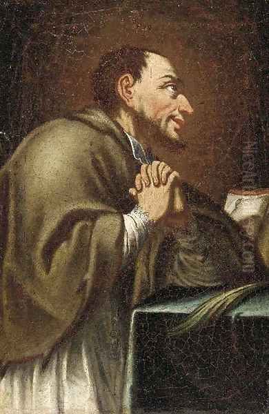 Saint Charles Borromeo; and a Franciscan Saint Oil Painting by Neapolitan School