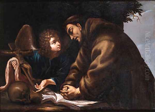 St Francis of Assisi in Meditation Oil Painting by Neapolitan School