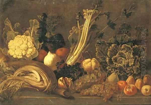 Vegetables Oil Painting by Neapolitan School