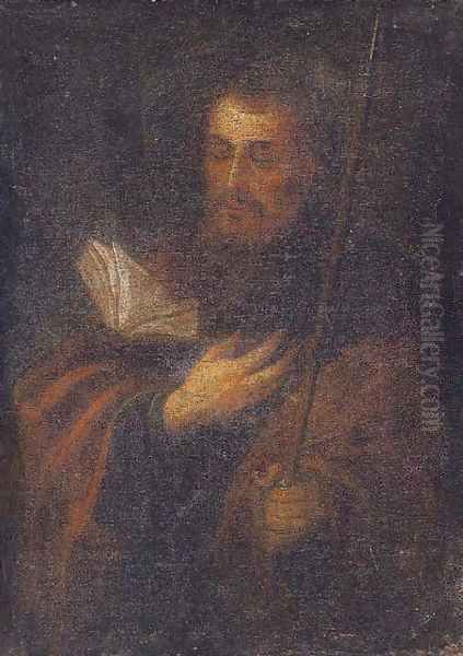 A male saint in quiet contemplation Oil Painting by Neapolitan School