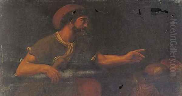 A soldier in a tavern Oil Painting by Neapolitan School