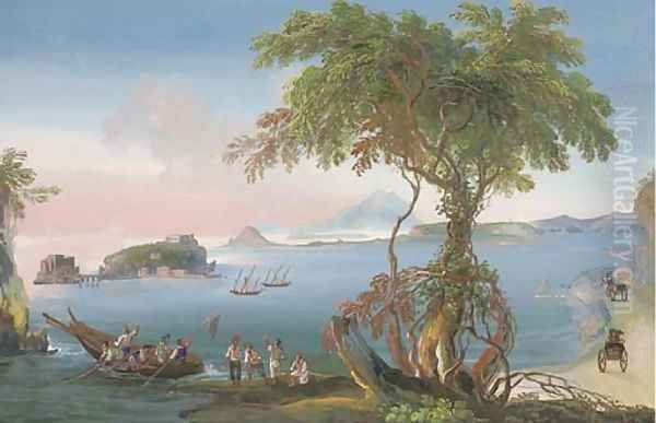 Fishermen sorting the catch off the Neapolitan coast (illustrated) Oil Painting by Neapolitan School