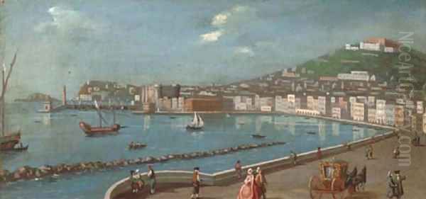 On the promenade, Naples; and Another similar Oil Painting by Neapolitan School