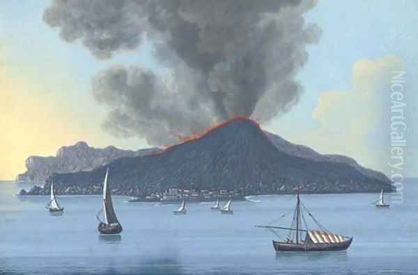 Stromboli Oil Painting by Neapolitan School