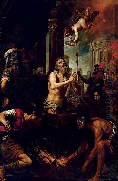 The martyrdom of Saint John the Evangelist 2 Oil Painting by Neapolitan School