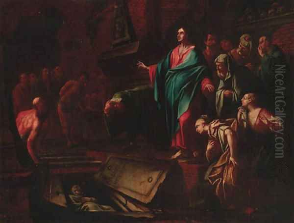 The Raising of Lazarus Oil Painting by Neapolitan School