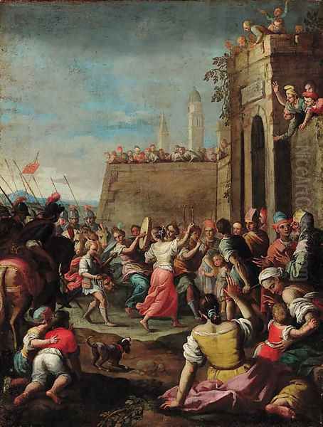 The Triumph of David Oil Painting by Neapolitan School