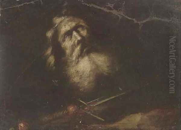 A male saint before a sword Oil Painting by Neapolitan School