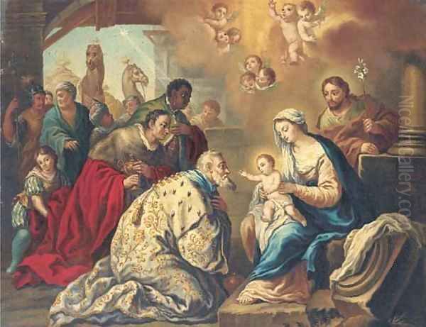 The Adoration of the Magi Oil Painting by Neapolitan School