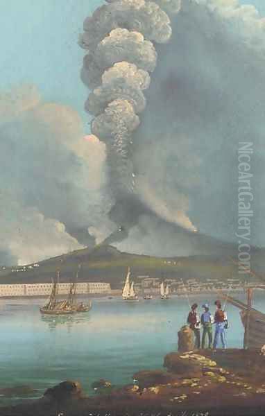 The eruption of Mount Vesuvius, 1872 Oil Painting by Neapolitan School