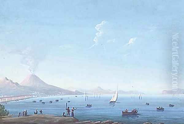 Views of Naples and the surrounding coastline (one illustrated) Oil Painting by Neapolitan School