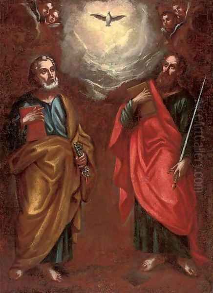 Saints Peter and Paul Oil Painting by Neapolitan School