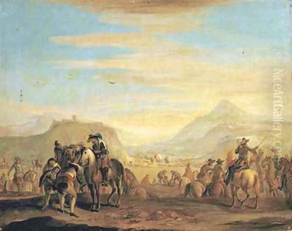 A cavalry encampment Oil Painting by Francesco Simonini