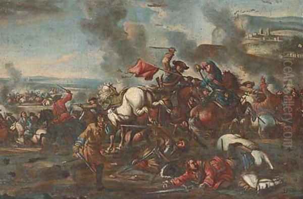 A cavalry skirmish 2 Oil Painting by Francesco Simonini