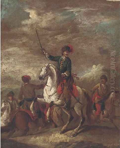 A cavalry officer leading his men by Francesco Simonini