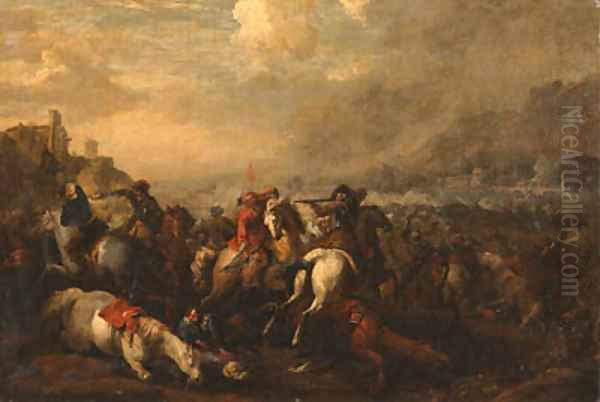 A cavalry battle 2 Oil Painting by Francesco Simonini