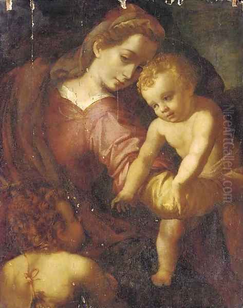 The Madonna and Child with the Infant Saint John the Baptist 2 Oil Painting by Florentine School