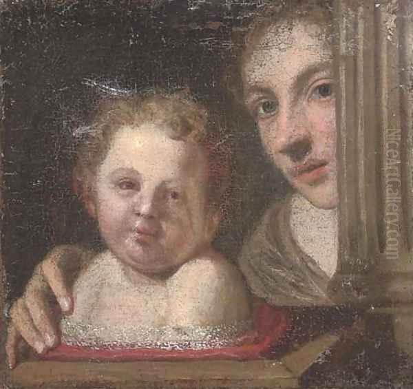 A mother and child at a casement Oil Painting by Florentine School