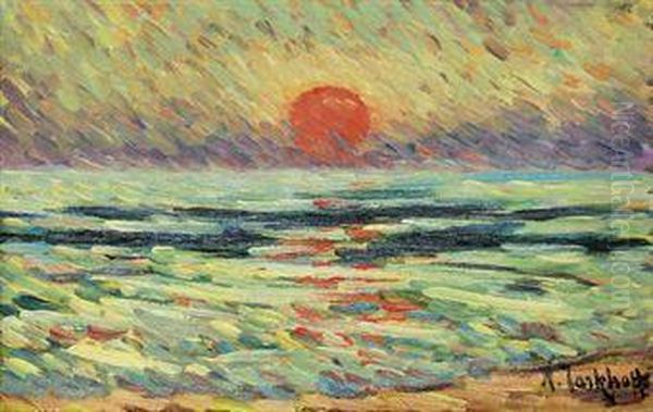 Sunset Over The Sea Oil Painting by Nicolas Tarkhoff