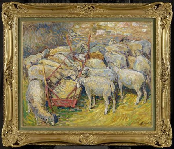 Perigord, Sheep In A Stall Oil Painting by Nicolas Tarkhoff