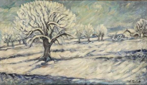 Paysage De Neige Oil Painting by Nicolas Tarkhoff