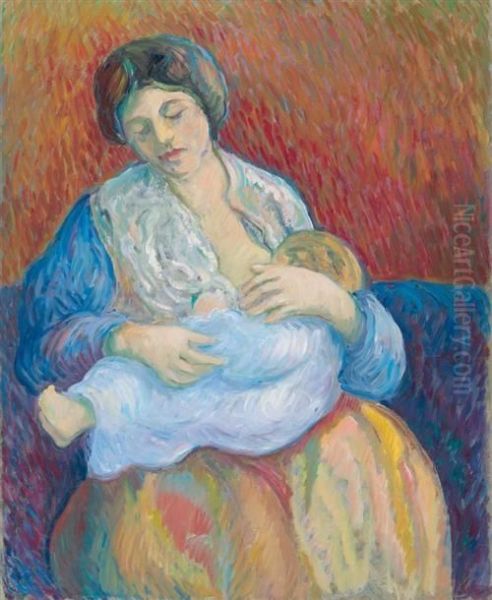 Mother And Child. Oil Painting by Nicolas Tarkhoff