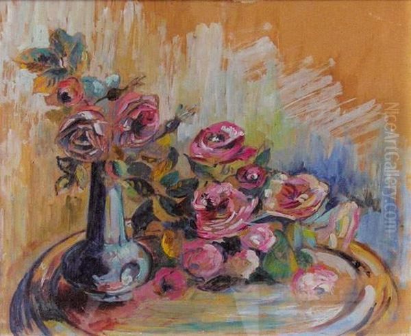 Nature Morte Aux Roses Oil Painting by Nicolas Tarkhoff