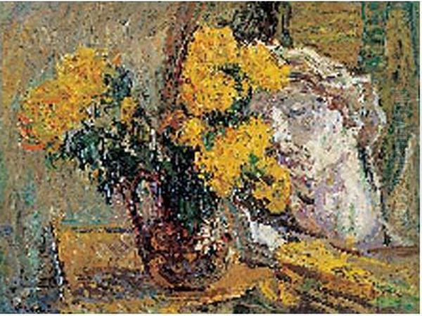 Bouquet De Fleurs Jaunes Oil Painting by Nicolas Tarkhoff