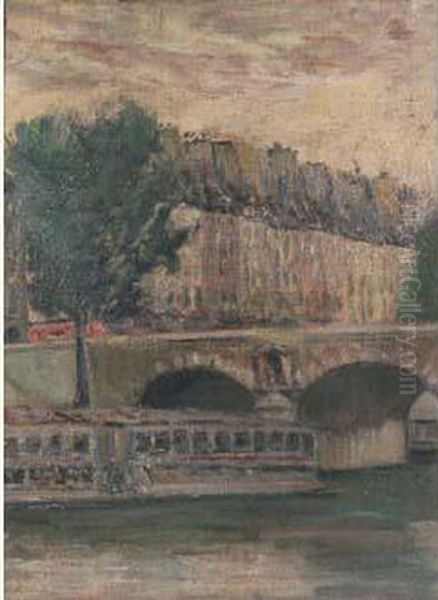 Le Pont Neuf A Paris Oil Painting by Nicolas Tarkhoff