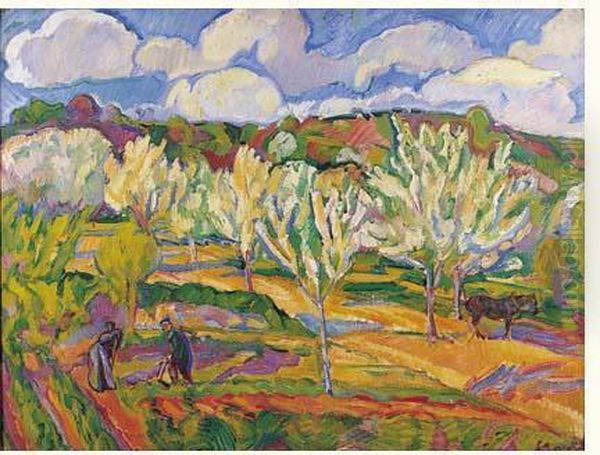 Paysage De Printemps Anime, 1908-1911 Oil Painting by Nicolas Tarkhoff