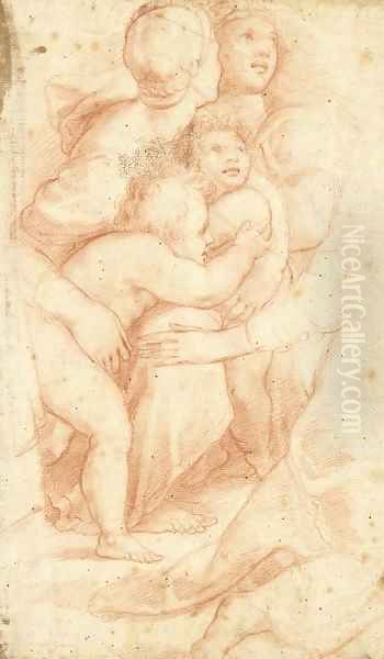 Women comforting two small children, after Raphael Oil Painting by Florentine School