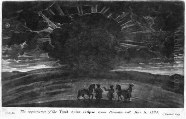 The Appearance of the Total Solar Eclipse from Haradon Hill, 11th May 1724, engraved by E. Kirkhall Oil Painting by William Stukeley