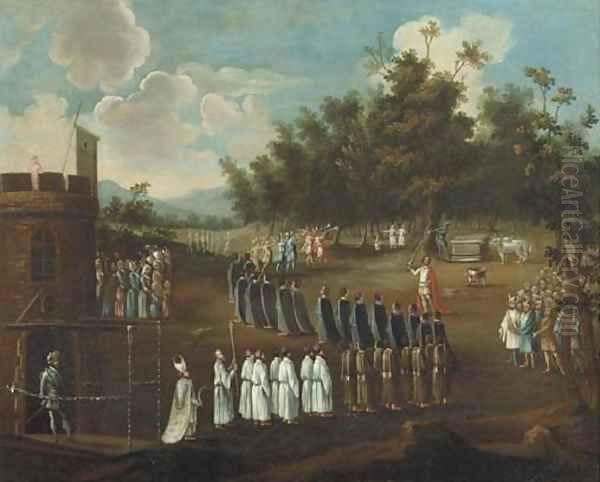 A procession of priests Oil Painting by Flemish School