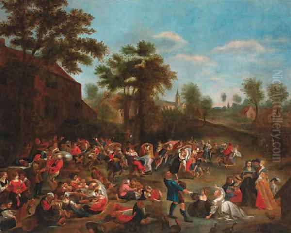 A village kermesse Oil Painting by Flemish School