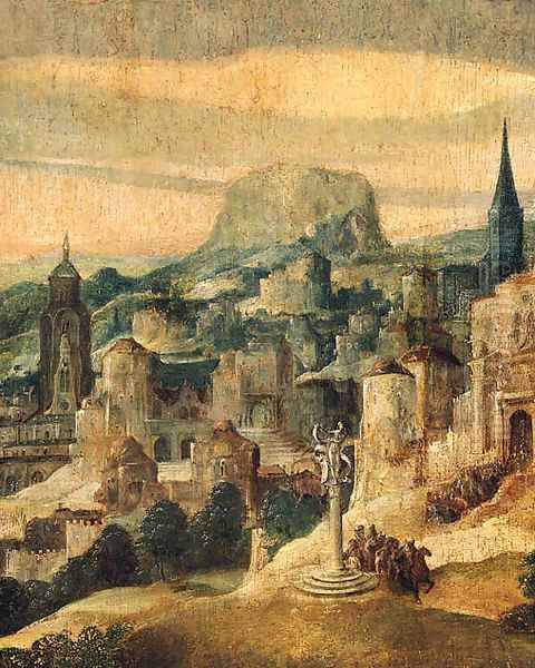 A landscape with Christ on the road to Calvary Oil Painting by Flemish School