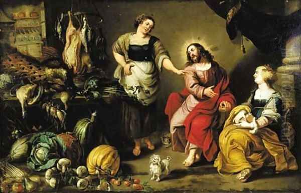 Christ in the House of Mary and Martha Oil Painting by Flemish School