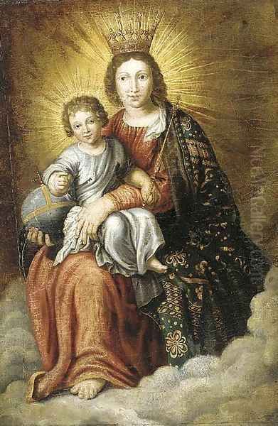 The Virgin and Child Enthroned Oil Painting by Flemish School