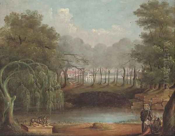 A landscape with hermit monks Oil Painting by Flemish School