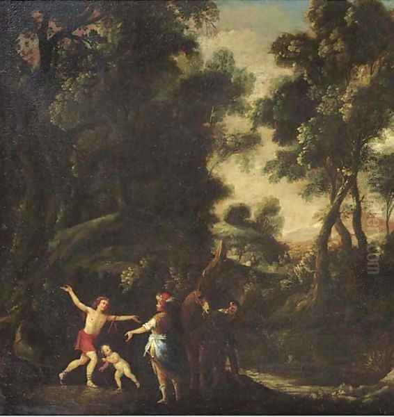 A mythological scene in a wooded landscape Oil Painting by Flemish School