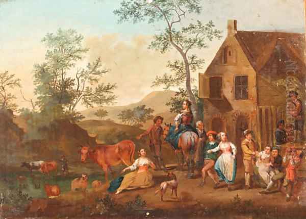 Landscapes with Peasants Dancing Oil Painting by Flemish School