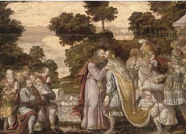 The meeting of Joseph and Jacob by Flemish School