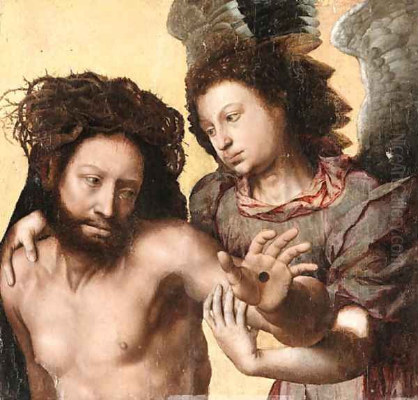 The Risen Christ with an Angel Oil Painting by Flemish School