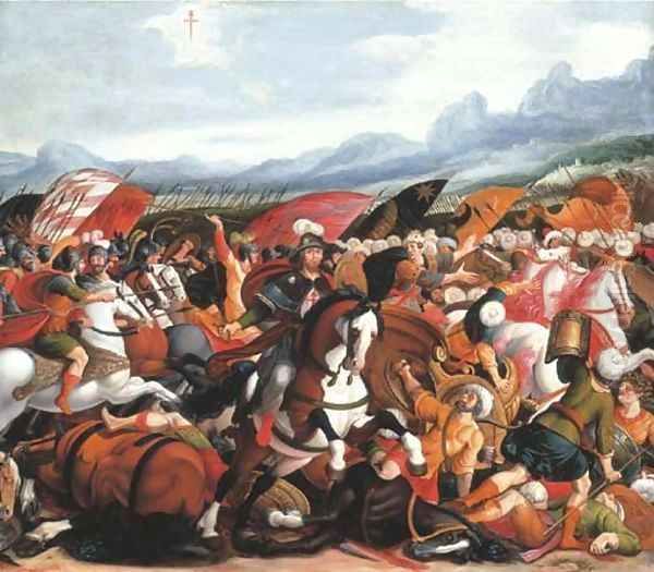 Saint James the Greater Defeating the Moors at the Battle of Clavijo Oil Painting by Flemish School