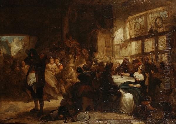 Figures Drinking In A Tavern Oil Painting by Herman Frederik Carel ten Kate