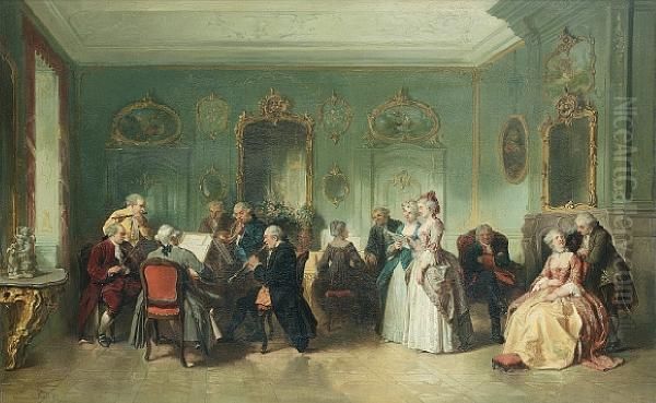 A Musical Evening Oil Painting by Herman Frederik Carel ten Kate