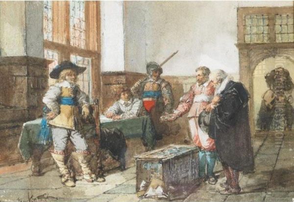 Cavaliers In Discussion Oil Painting by Herman Frederik Carel ten Kate