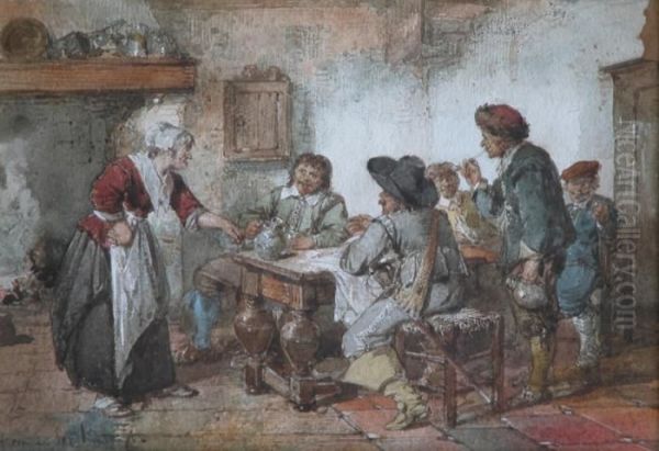 Herbergtafereel - Scene D'auberge. Oil Painting by Herman Frederik Carel ten Kate