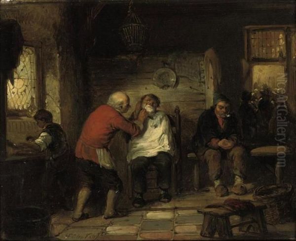 At The Barbershop Oil Painting by Herman Frederik Carel ten Kate