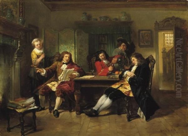 An Amusing Story Oil Painting by Herman Frederik Carel ten Kate