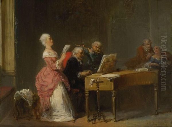 Musikalische Unterhaltung Im Salon Oil Painting by Herman Frederik Carel ten Kate